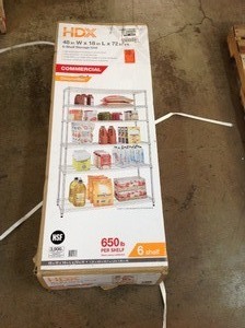 lot 505 image: HDX 72 in. H x 48 in. W x 18 in. D 6-Tier Wire Commercial Shelving Unit in Chrome in good conditions