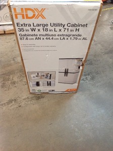 lot 507 image: HDX  35 in. W 4 Shelf Plastic Multi-Purpose Cabinet in Gray not used