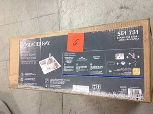 lot 6 image: Glacier Bay All-in-One Drop-in Stainless Steel 25 in. 3-Hole Single Bowl Kitchen Sink not used  in good condition