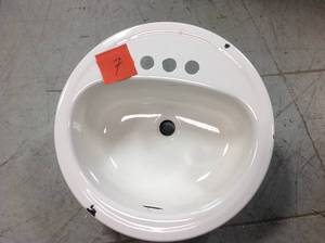 lot 7 image: Bootz Industries Laurel Round Drop-In Bathroom Sink in White SEE PICS DAMAGE