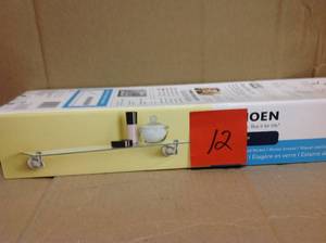 lot 12 image: Banbury 22.75 in. W Glass Shelf in Brushed Nickel  in good condition