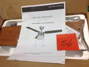 lot 56 image: Montgomery 42 in. LED Indoor Brushed Nickel Ceiling Fan with Light Kit  in good condition