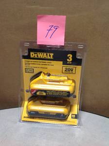 lot 79 image: Dewalt 20-Volt MAX Lithium-Ion Compact Battery Pack 3.0Ah (2-Pack)  in good condition