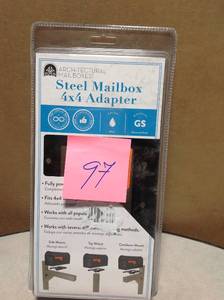 lot 97 image: Architectural Mailboxes 4 in. x 4 in. Post Adapter in Black with 3 Mailbox Mounting Options  in good condition