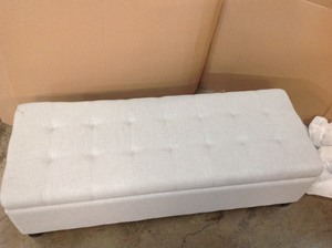 lot 402 image: Mission Light Grey Storage Fabric Ottoman Bench by  Noble House in good conditions