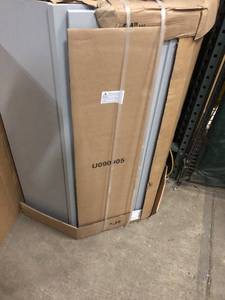 lot 416 image: Hampton Bay  Shaker Assembled 24x42x12 in. Diagonal Corner Wall Kitchen Cabinet in Dove Gray  in good conditions