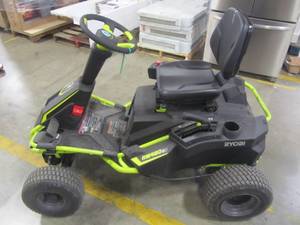 lot 56 image: Ryobi 38 in. 100 Ah Battery Electric Rear Engine Riding Lawn Mower RY48111