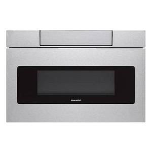 lot 206 image: Sharp 30 in. W 1.2 cu. ft. Built-In Microwave Drawer with Easy Touch Control in Stainless, SMD3070ASY - Slight BendDent in Upper front RH Corner.