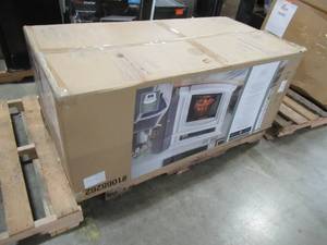 lot 204 image: Scott Living 55.5-in W White Infrared Quartz Electric Fireplace 1267FM-28-201- Some Damage. (UPDATE Damage is on Left and Right Side Walls)