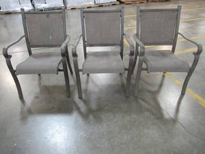 lot 209 image: 3 Hampton Bay Stackable Patio Chairs.
