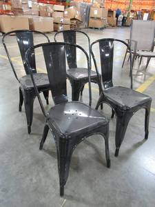 lot 210 image: 4 Metal Stackable Chairs in Black.