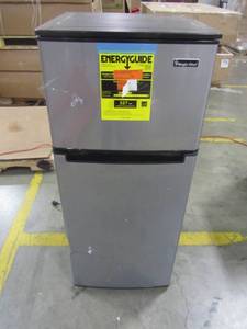 lot 119 image: Magic Chef 4.5 cu. ft. Double Door Mini Refrigerator in Stainless Look HMDR450SE