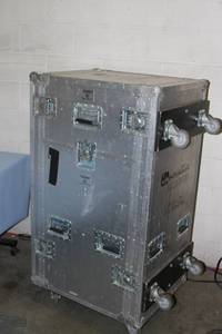 lot 27 image: Mobile Professional Audio Equipment Rack Case w Allen & Heath Mixer Power Conditioner Professional Equalizers EQ and MORE