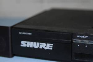 lot 50 image: Shure SC Professional Wireless Microphone Receiver and SM58 Handheld Hand Held Microphone  Transmitter