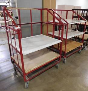 lot 227 image: 2 - Red Rolling Storage Carts