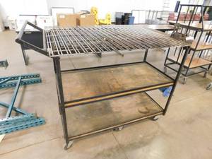 lot 233 image: Heavy Duty Rolling Custom Made Work Bench with Vise