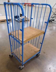 lot 234 image: Blue Rolling Storage Cart - 28(w) x 56(h) x 21(d)