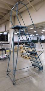 lot 240 image: 8 Step Rolling Industrial Ladder