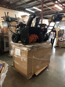lot 17 image: Pallet with big box items from major retailer. They are customer returns. Some of the contents of this pallets are SNOW BLOWER,HUSKY TOOL BOX AND MORE RETAIL APROX $2300