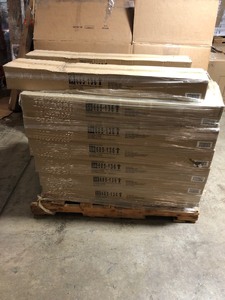 lot 15 image: PALLET OF BRAND NEW Hampton Bay  White Cordless 1 in. Room Darkening Vinyl Blind  Size 46 in. W x 48 in. L - 45 CASES (6 UNITS CASE)