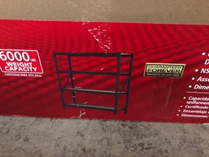 lot 10 image: HUSKY 77 in. W x 78 in. H x 24 in. D 4-Shelf Welded Steel Garage Storage Shelving Unit with Wire Deck in Black