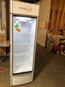 lot 9 image: PREMIUM  12.5 cu. ft Single Door Commercial Refrigerator Beverage Cooler in Gray  in working conditions retail are $ 860