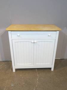 White Cabinet with Wooden Top