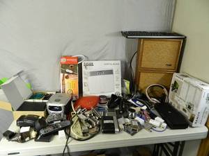 lot 95 image: Vintage Speakers, Bathroom Scale, Assorted Electronics