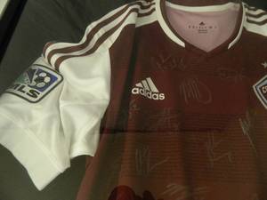 lot 2A image: Framed Autographed MLS Colorado Rapids Soccer Jersey