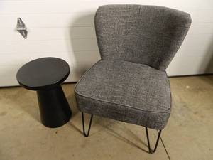 lot 5 image: Padded Chair and Metal Stand