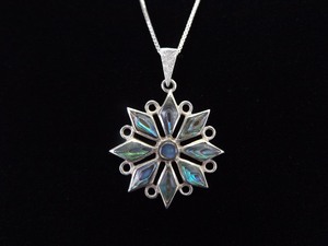 .925 Sterling Silver Abalone Star Pendant Necklace