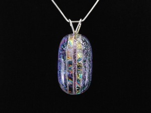 .925 Sterling Silver Purple Dichroic Pendant Necklace