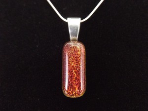 .925 Sterling Silver Red Dichroic Pendant Necklace