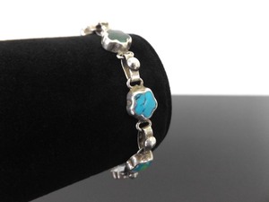 .925 Sterling Silver Multi Inlayed Stone Bracelet