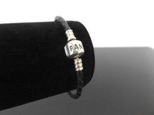 .925 Sterling Silver PANDORA Black Leather Weave Bracelet