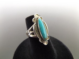.925 Sterling Silver Zuni Turquoise Cabochon Ring Size 5