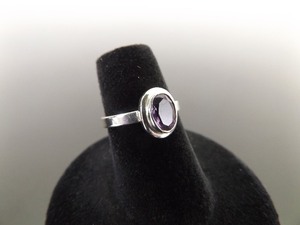 .925 Sterling Silver Oval Cut Amethyst Ring Size 5