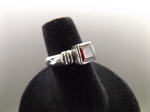 .925 Sterling SilverSquare Cut Garnet Ring Size 6
