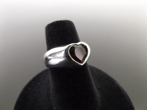 .925 Sterling Silver Heart Cut Garnet Ring Size 6