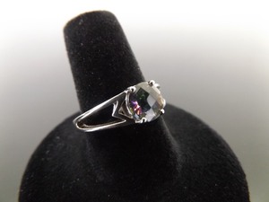 .925 Sterling Silver Faceted Mystic Quartz Ring Size 8