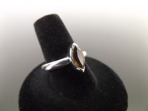 .925 Sterling Silver Marquise Cut Smokey Quartz Ring Size 8