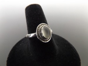 .925 Sterling Silver Moonstone Cabochon Ring Size 7.75