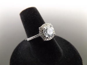 .925 Sterling Silver Crystal Ring Size 7
