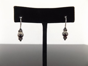 .925 Sterling Silver Garnet Cabochon Hook Earrings