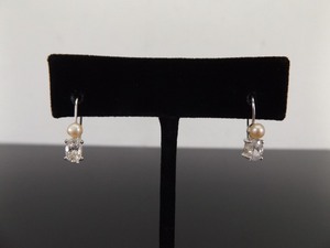 .925 Sterling Silver Pearl Crystal Hook Earrings