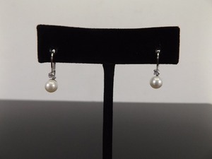 .925 Sterling Silver Pearl Crystal Hook Clasp Earrings