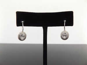 .925 Sterling Silver Oval Cut Crystal Hook Earrings