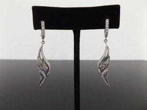 .925 Sterling Silver Scott Kay Crystal Wing Hinged Horseshoe Post Clip Earrings