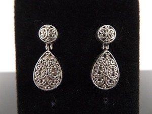 .925 Sterling Silver Art Nouveau Scrolled Post Dangle Earrings