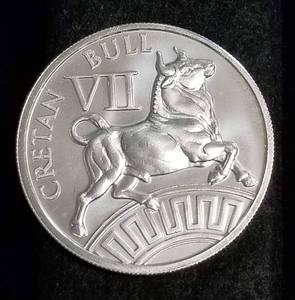 1 TROY OZ. .999 FINE SILVER CRETAN BULL VII